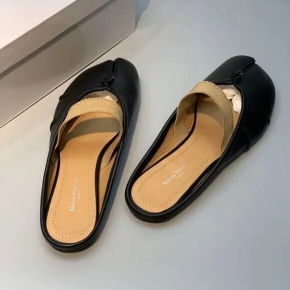 Maison Margiela Tabi Ballet Flats Black Size 38 US8 w/ Elastic Band Japan - Picture 4 of 7